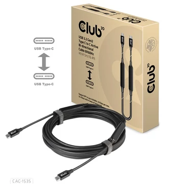 Club 3D Kábel - CAC-1535 (3.2 USB-C Gen 2 to 3.2 USB-C Gen 2, 60W PD, 8K60Hz, Bidirectional, 5m)