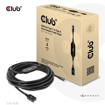 Club 3D Kábel - CAC-1538 (USB-C Gen 1 to USB-A, 5Gbps, 10m)