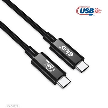 Club 3D Kábel - CAC-1575 (USB4 Type-C Gen 2x2, Bi-Directional USB-IF, 4K60Hz, 20Gbps, PD 240W(48V / 5A) EPR M / M 2m)