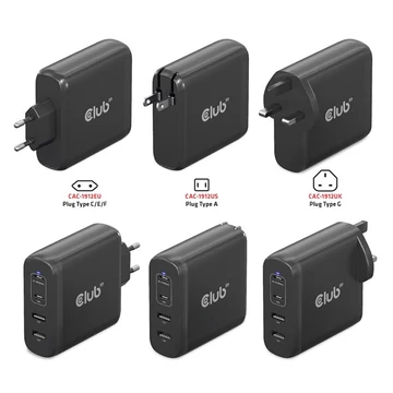 Club 3D Hálózati Töltő - CAC-1912EU (100W GaN, 2x USB-A, 2x USB-C, PD3.0, 4 csatlakozó)