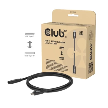 Club 3D Kábel - CAC-2502 (USB-C to USB-C, M / F, 40Gbps, 8K60Hz, 240W, DP 1.4 Alternate Mode, 1m)