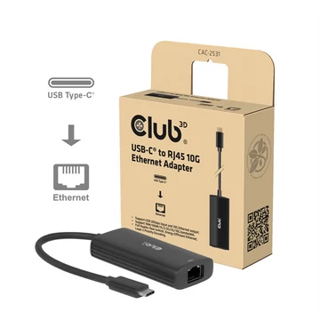 Club 3D Átalakító - CAC-2531 (USB-C to RJ45, 10G, M / F)