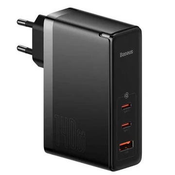 Baseus GaN5 Pro 2xUSB-C + USB hálózati töltő 140W fekete (CCGP100201)