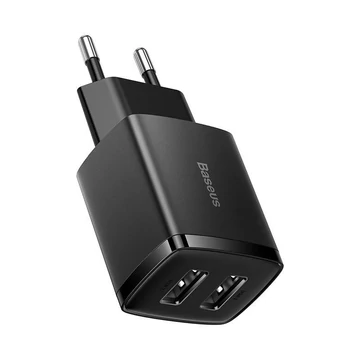 Baseus kompakt gyorstöltő 2x USB 10.5W fekete (CCXJ010201)