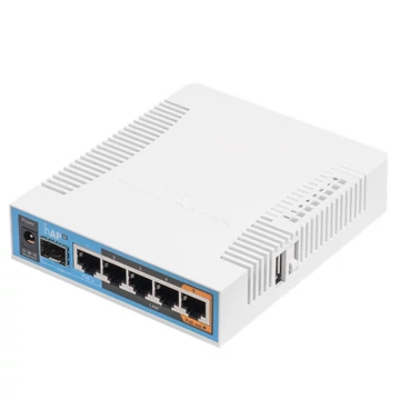 MIKROTIK Wireless Router RouterBOARD DualBand, 5x1000Mbps + 1x1000Mbps SFP, Asztali - RB962UIGS-5HACT2HNT