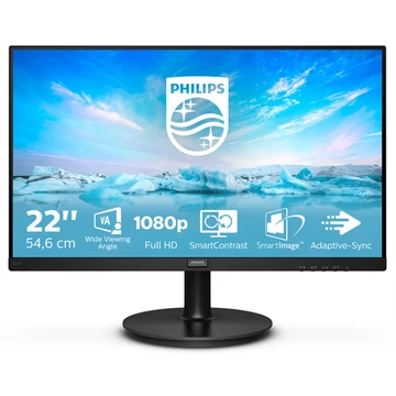 PHILIPS VA monitor 21.5" 221V8, 1920x1080, 16:9, 250cd / m2, 4 ms, VGA / HDMI