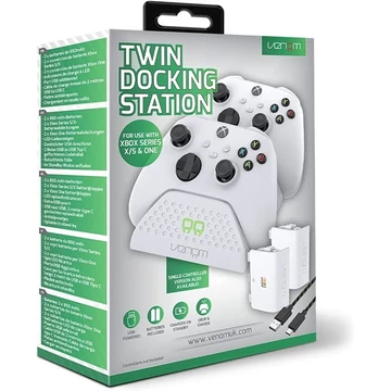 VENOM XBOX Series S / X & One Kiegészítő Dupla Töltő állomás + 2db akkumulátor Fehér, VS2871