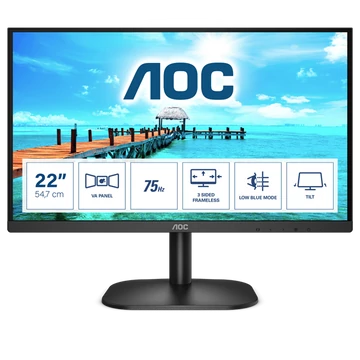 AOC VA monitor 21.5" 22B2H / EU, 1920x1080, 16:9, 250cd / m2, 4ms, VGA / HDMI