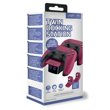 VENOM PS5 Kiegészítő Dupla Töltő állomás "Cosmic Red" Piros, VS5010
