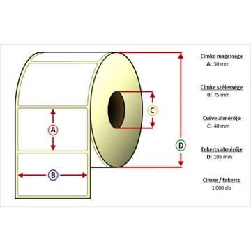 Tekercses THERMO címke 50x75mm 1200 db/tekercs Value