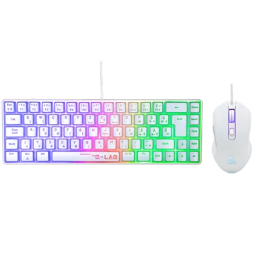 The G-Lab Gaming kit - 2 in 1 COMBO HYDROGEN W / HU (TKL billentyűzet, egér, 6200 DPI, RGB, USB-A, fehér, magyar)