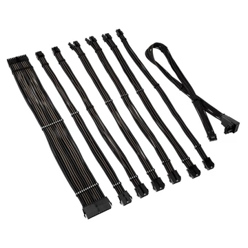 Kábel Kolink Core Pro fonott kábelhosszabbító kit 12V-2x6 Type 2 - Jet Black/Gunmetal Grey