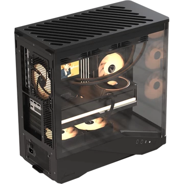 Formula Számítógépház - Crystal U9 PA Black (fekete, ablakos, 4x12cm venti, EATX, 2xUSB3.0, 1xType-C)