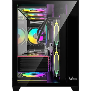 Formula Számítógépház - Crystal Z5 Black (fekete, ablakos, 1x12cm venti, mATX , 1xUSB3.0, 1xUSB2.0, 1xType-C)