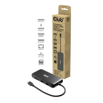 Club 3D USB Hub - CSV-2551 (USB-C to USB-C, 2xUSB-A, RJ45, SD / MicroSD, 100W PD, HDMI, DP, 8K30hz)