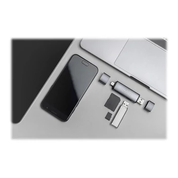 DIGITUS DA-70886 Combo Card Reader Hub USB-C+USB 3.0 1x SD 1x MicroSD 1x USB 3.0 grey