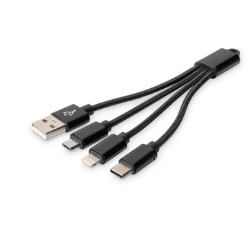 CHARGER CABLE 3-IN-1 USB A LIGHTNING+MICRO B+TYPE-C 0.15M