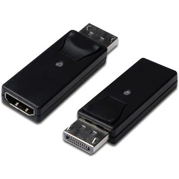 Digitus Kijelző csatlakozó / HDMI Átalakító [1x DisplayPort dugó - 1x HDMI alj] Fekete Kettős árnyékolás, reteszelhető, HDMI-re alkalmas
