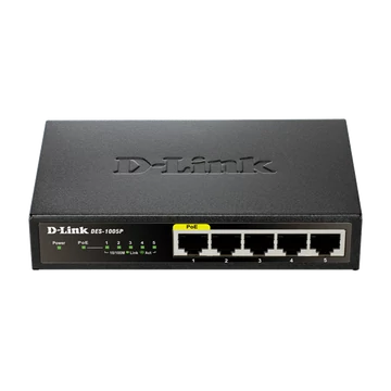 D-LINK Switch 5x100Mbps (4xPOE) Fémházas Asztali, DES-1005P / E
