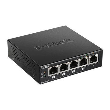 D-LINK Switch 5x1000Mbps (4xPOE + ) Fémházas Asztali, DGS-1005P / E