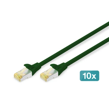 CAT 6A S/FTP PATCH CORD10P AWG 26/7 1 M 10 PIECES GREEN