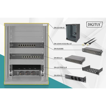 NETWORK SET - 254 MM (10IN) 9U 312 X 300MM WXD BLACK SHELF PDU