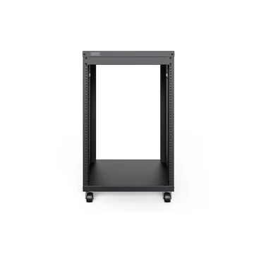 19 RACK MIT CASTORS 16HE BLACK 780X507X460MM TAPPED HOLES
