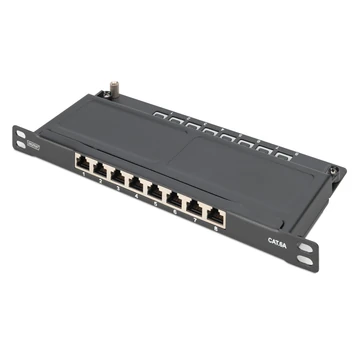 10IN 0.5HE CAT6A PATCHPANEL 8-P SHIELDED RACK MOUNT BLACK