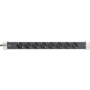Digitus 1U 8db villásdugó CEE 7 / 3 (EU) rack elosztó PDU 2m fekete