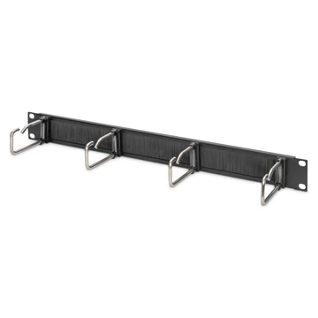 1U CABL MANAGMPANEL W/BRUSH 4X STEEL RINGS 40X75MM BLK RAL 9005