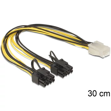 Delock 83433 PCI Express 6 pin female > 2 x 8 pin male 30 cm kábel