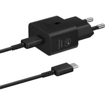 Samsung 25W univerzális hálózati töltő adapter fekete USB-C kábellel