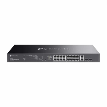 TP-Link Switch Menedzselhető PoE - ES220GMP (Omada; 18x 1Gbps + 2x 1Gbps combo port; 16x af / at PoE+ port; 250W)