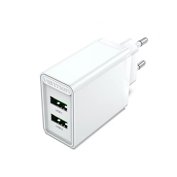 Vention USB-A+A (2port, 18W/18W,fehér), töltő