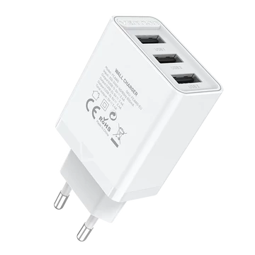 Vention USB-A+A+A (12W/12W/12W, 3-portos, fehér), töltő