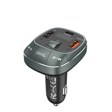 Vention USB-C+A+A (3port,30W/18W/5W, Fm transzmitter, fekete), töltő