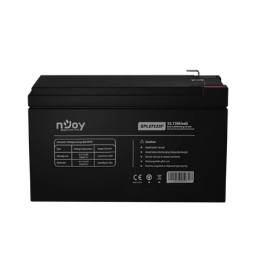 NJOY Szünetmentes akkumulátor - GPL07122F (12V / 7Ah, Long-life, T2 / F2, zárt, gondozás mentes, AGM)