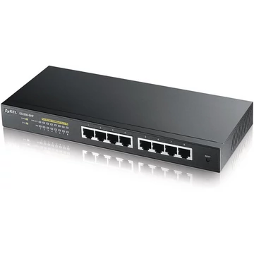ZYXEL Switch 8x1000Mbps (8xPOE) + 2xGigabit kombó SFP + , Fémházas Menedzselhető (8GbE port), GS1920-8HPV2-EU0101F