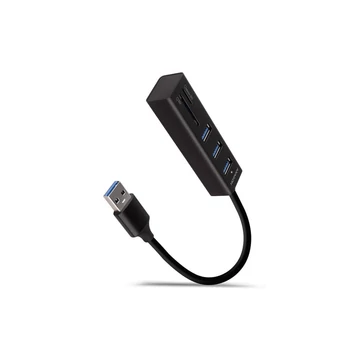 HUB AXAGON HMA-CR3A 3x USB-A + SD/microSD, USB3.2 Gen 1, 20cm USB-A cablem, Fém