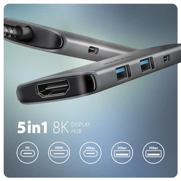 HUB AXAGON HMC-5H8K USB-C 5Gbps 5 az 1-ben 8K hub