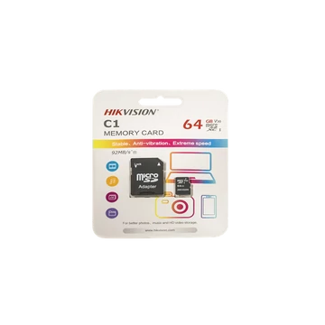 Hikvision MicroSD kártya - 64GB microSDHC™, Class 10 and UHS-I, TLC ,V30 (R / W Speed 92 / 30 MB / s)