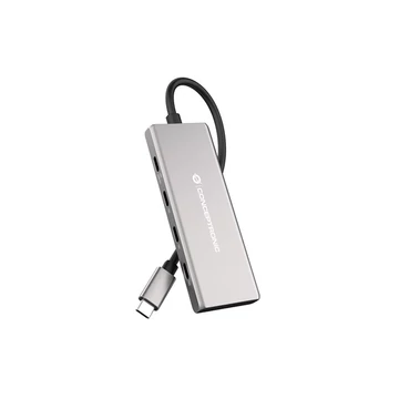 Conceptronic USB Hub - HUBBIES17G (4 Port, USB-C to 4x USB-C + 3x USB-A, szürke)