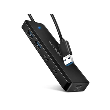 AXAGON HUE-C2A 2x USB3.2 Gen 1 + 2x USB-C 5Gbps Travel hub, USB-C power IN, w. 19cm Type-A cable