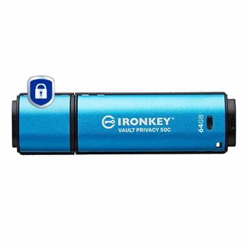 64GB USB-C IRONKEY VAULT P 50C AES-256 ENCRYPTED FIPS 197