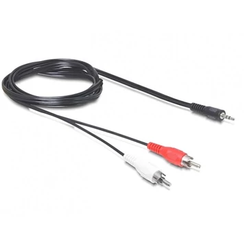 Delock Jack stereo 3,5mm -> 2db RCA M / M audio kábel 5m fekete