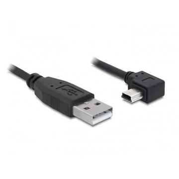 Delock USB A -> USB mini B 5pin M / M adatkábel 1m egyenes / 90° fekete
