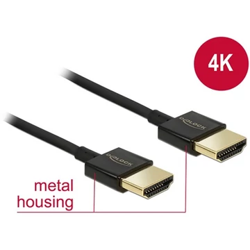 Delock HDMI 2.0 M / M video jelkábel 1m fekete slim premium 4K 60Hz