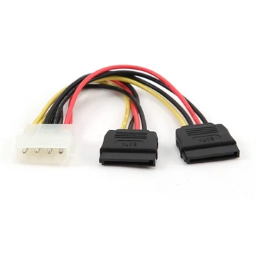 Gembird Molex Power 4pin -> 2db SATA Power M / F tápkábel 0.3m