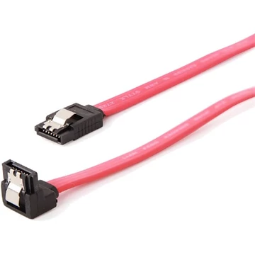 Gembird SATA 3 F / F adatkábel 0.3m piros egyenes / 90° le, metal clips