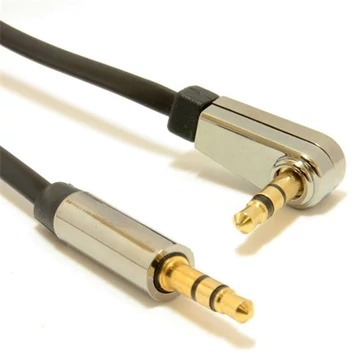 Gembird Jack stereo 3,5mm M / M audio kábel 1.8m fekete egyenes / 90°